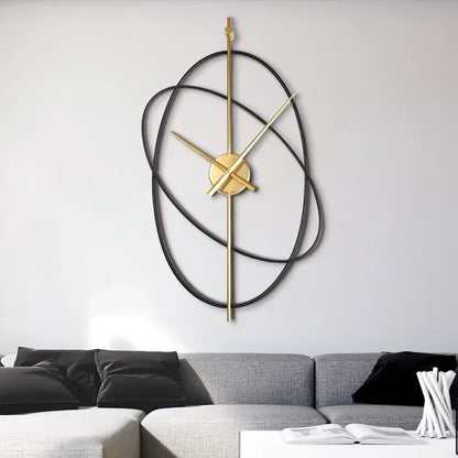 Horloge Murale Industrielle Ovale Métal Design Moderne Silencieuse