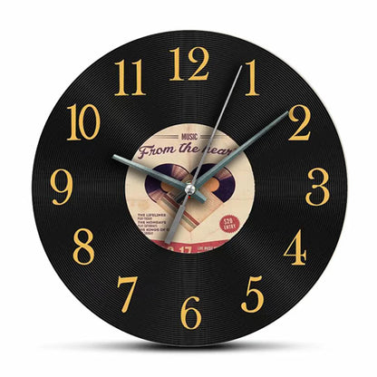 Horloge Murale Rétro Vinyle Noir
