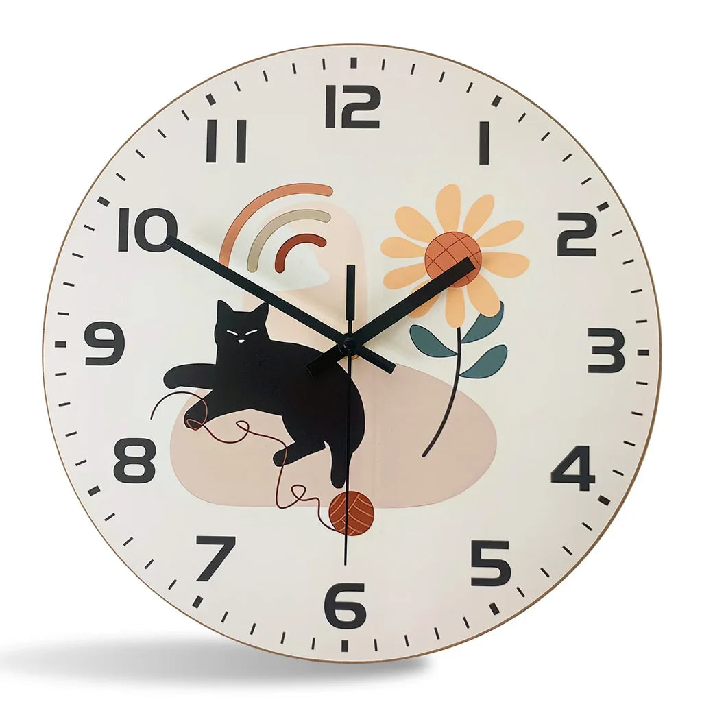 Horloge Chat Noir Style Japonais