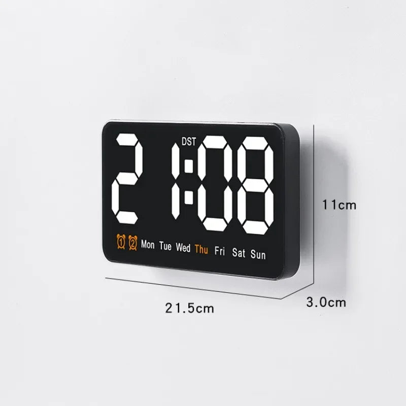 Horloge Murale Digitale LED Grande Taille avec Double Alarme