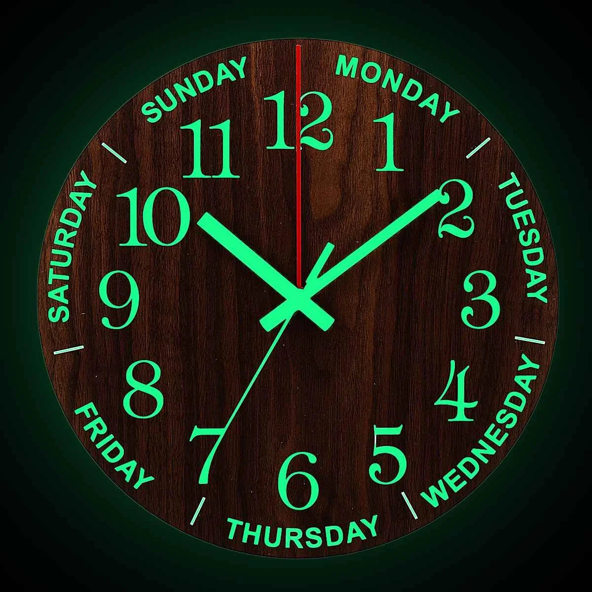 Horloge Sans Tic Tac Lumineuse Bois Style Nordique