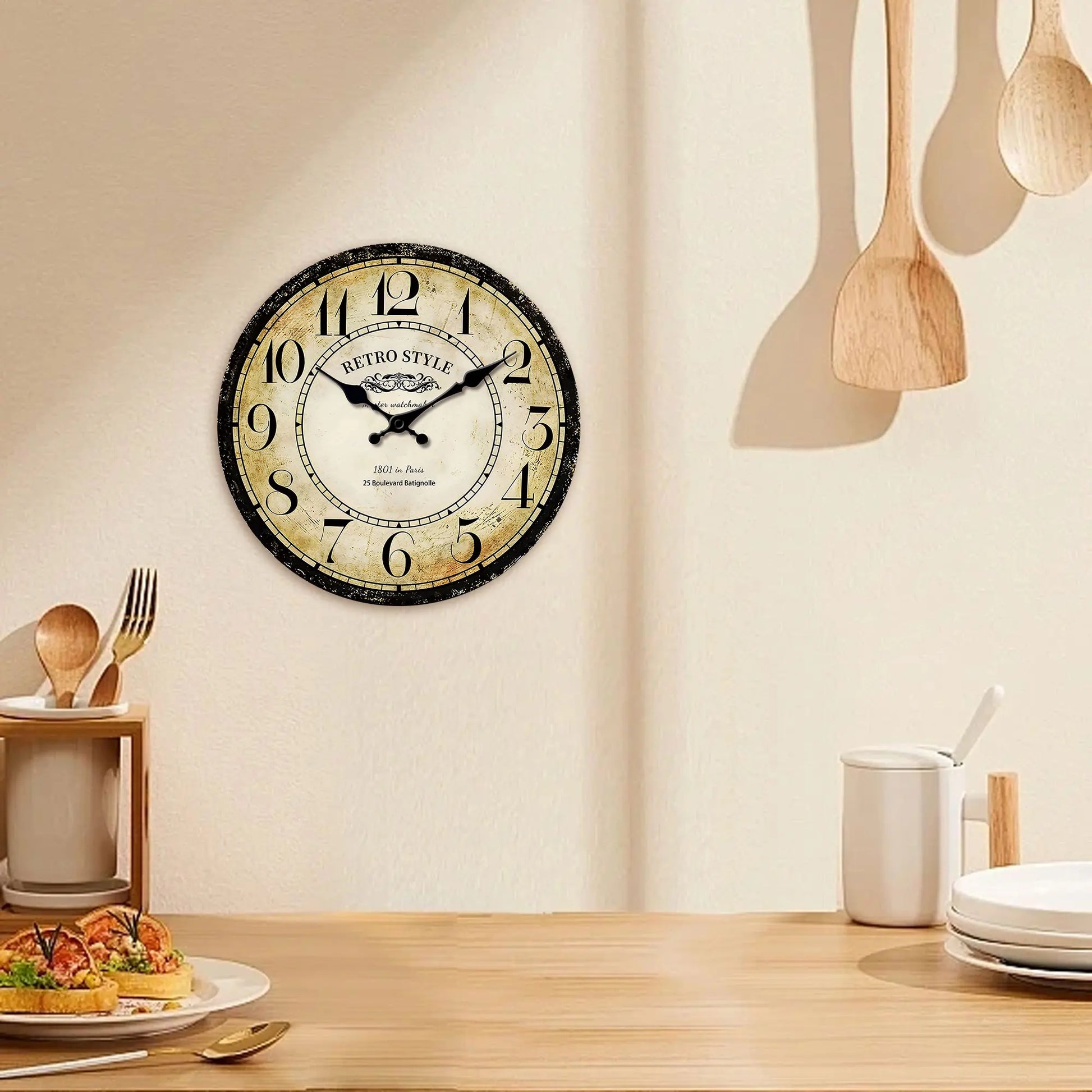 Horloge Murale Vintage Design Horloger Parisien Rétro