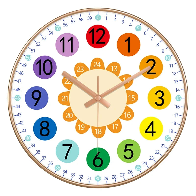 Horloge Murale Silencieuse Éducation Enfant Non Ticking