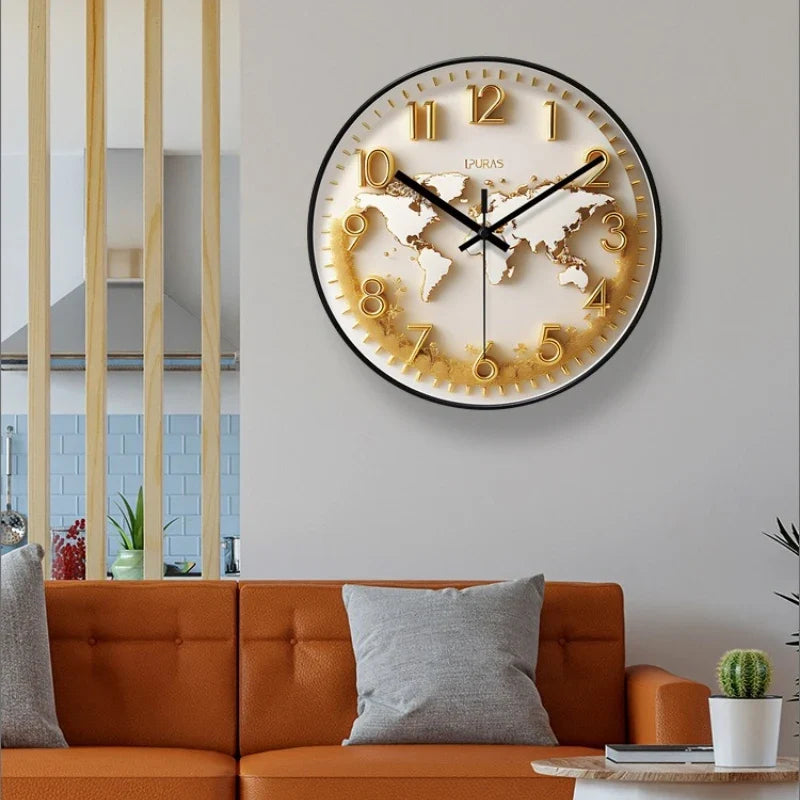 Horloge Murale Moderne Carte du Monde