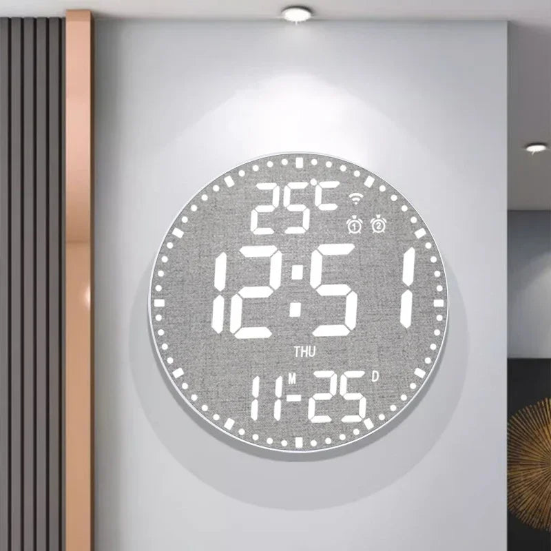 Horloge Murale Digitale LED Colorée avec Double Alarme Moderne