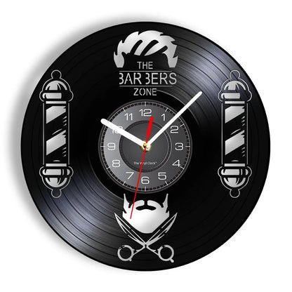 Horloge Vinyle Design Style Barber Shop