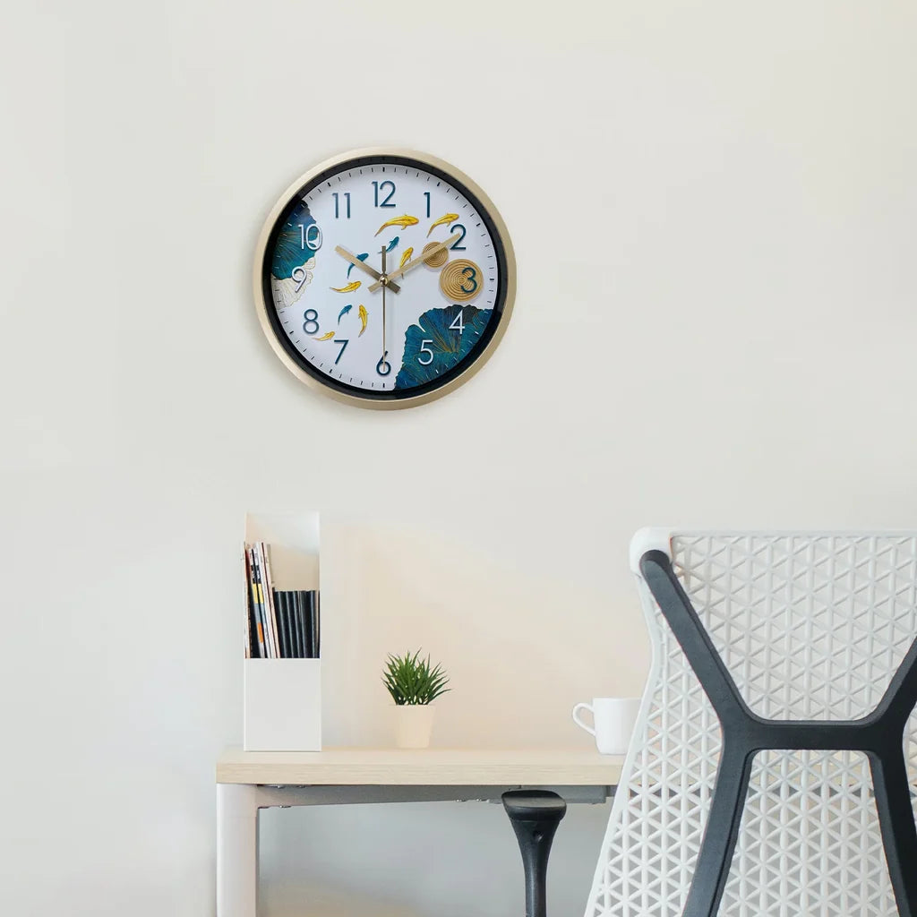 Horloge Décoration Murale Carpes Koï Lotus