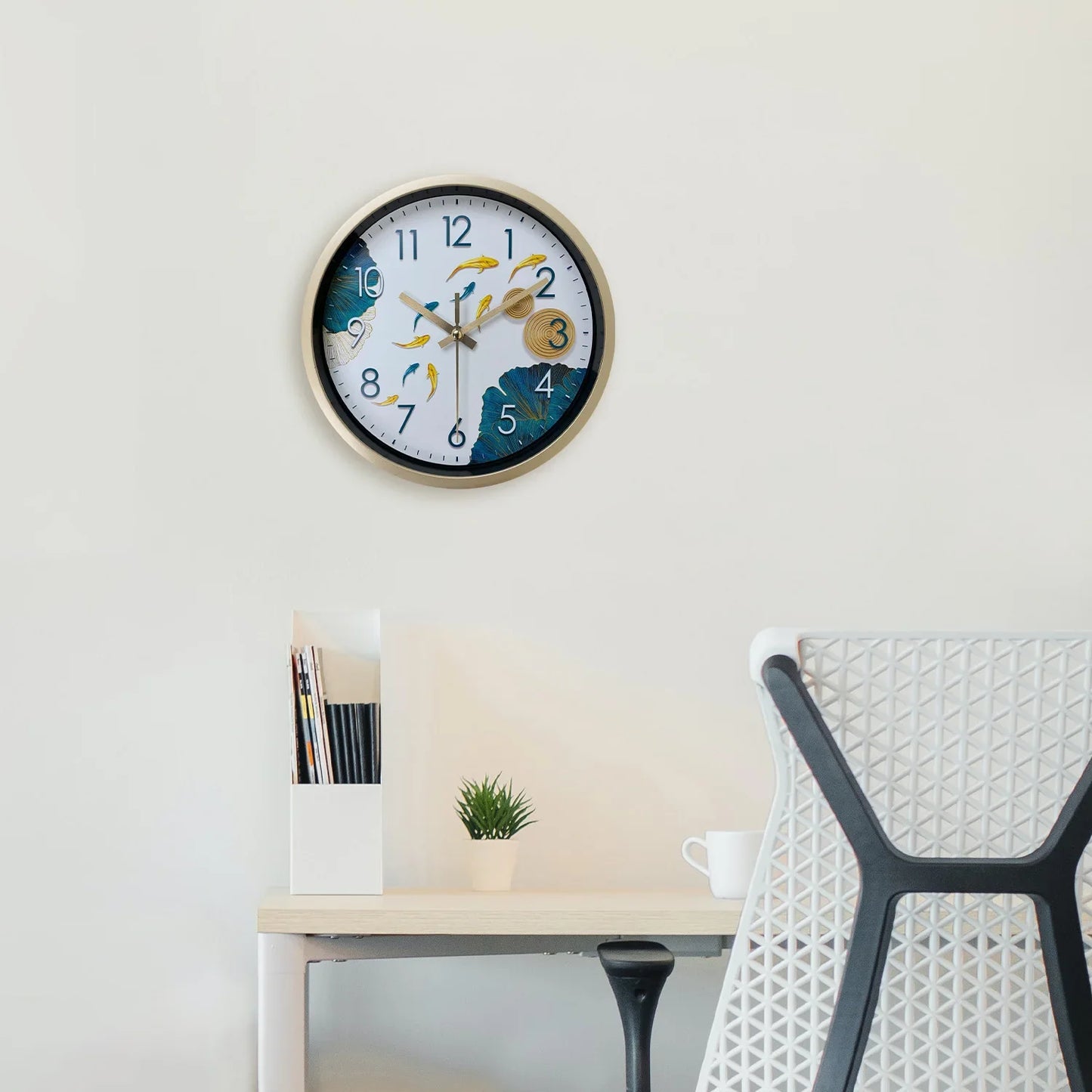 Horloge Décoration Murale Carpes Koï Lotus