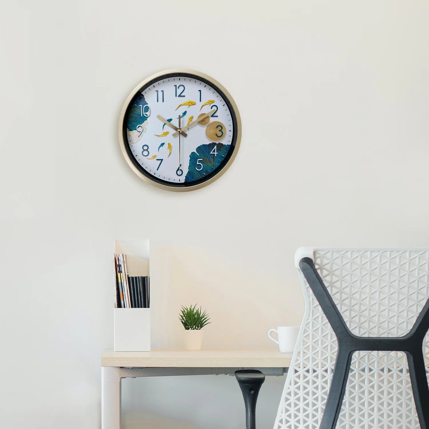 Horloge Décoration Murale Carpes Koï Lotus