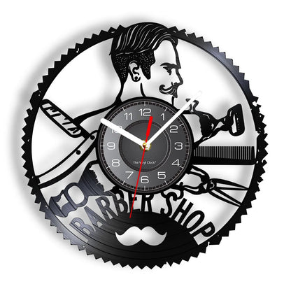 Horloge Vinyle Design Style Barber Shop