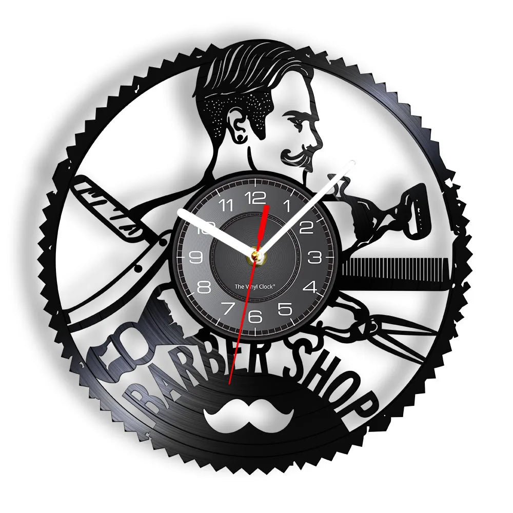 Horloge Vinyle Design Style Barber Shop
