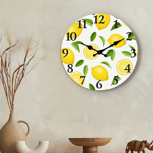 Horloge Murale de Cuisine Citrons Jaunes