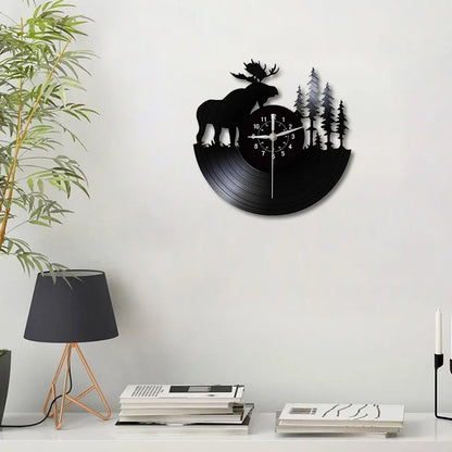 Horloge Vinyle Noir Renne