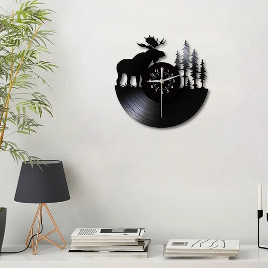 Horloge Vinyle Noir Renne