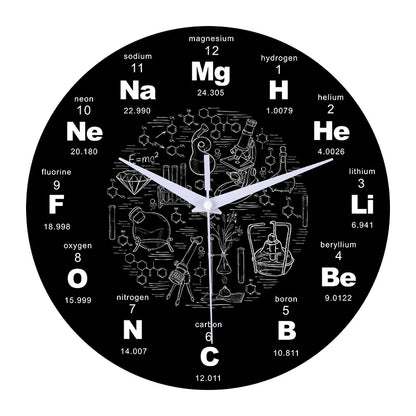Horloge Murale Silencieuse Design Périodique Élémentaire