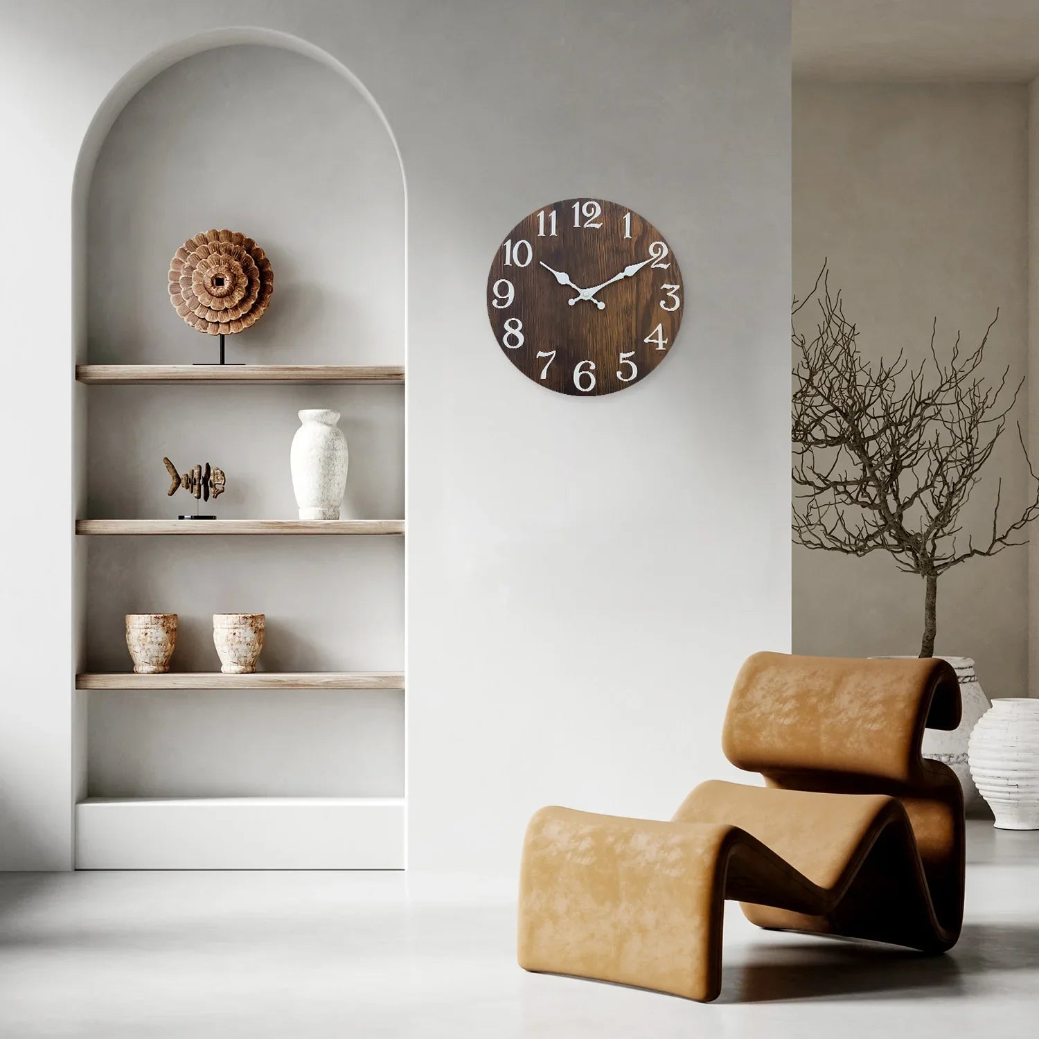 Horloge Murale Grain de Bois Naturel Classique