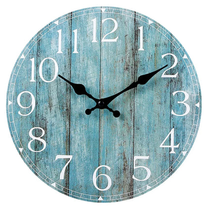 Horloge Murale Silencieuse Bois Ronde 25cm Style Rétro