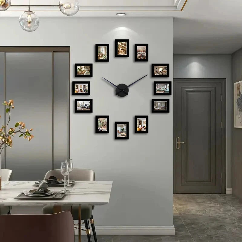 Horloge Murale Cadre Photo Noir DIY