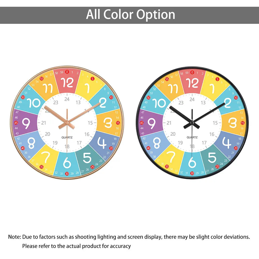 Horloge Murale Silencieuse Éducation Enfant Non Ticking