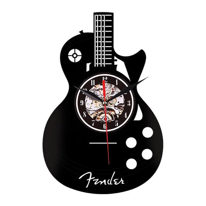 Horloge Murale Originale Vinyle Forme Guitare