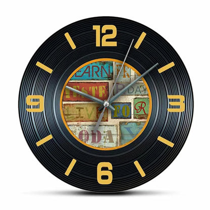 Horloge Murale Rétro Vinyle Noir