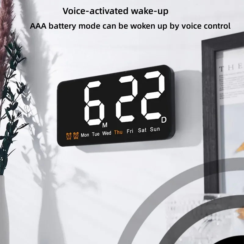 Horloge Murale Digitale LED Grande Taille avec Double Alarme