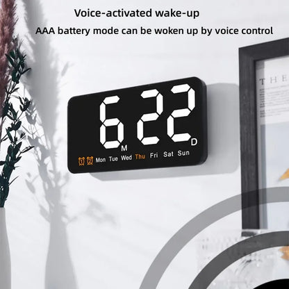 Horloge Murale Digitale LED Grande Taille avec Double Alarme