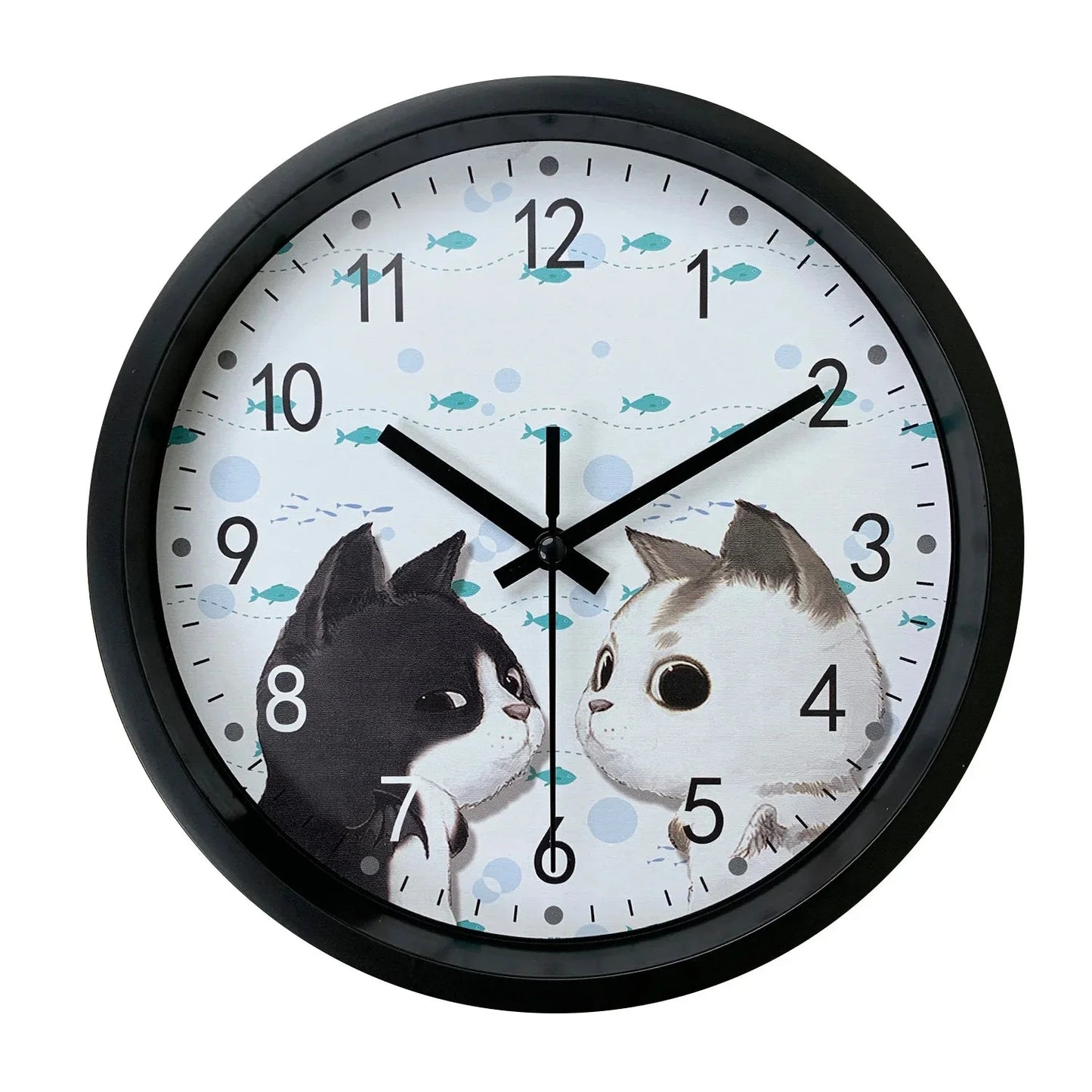 Horloge Enfant Chat Noir et Blanc