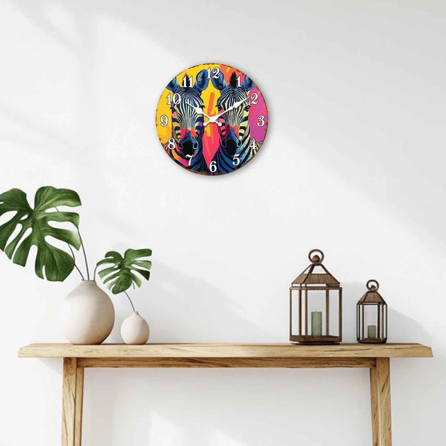 Horloge Murale Moderne Zèbres Pop Art Coloré