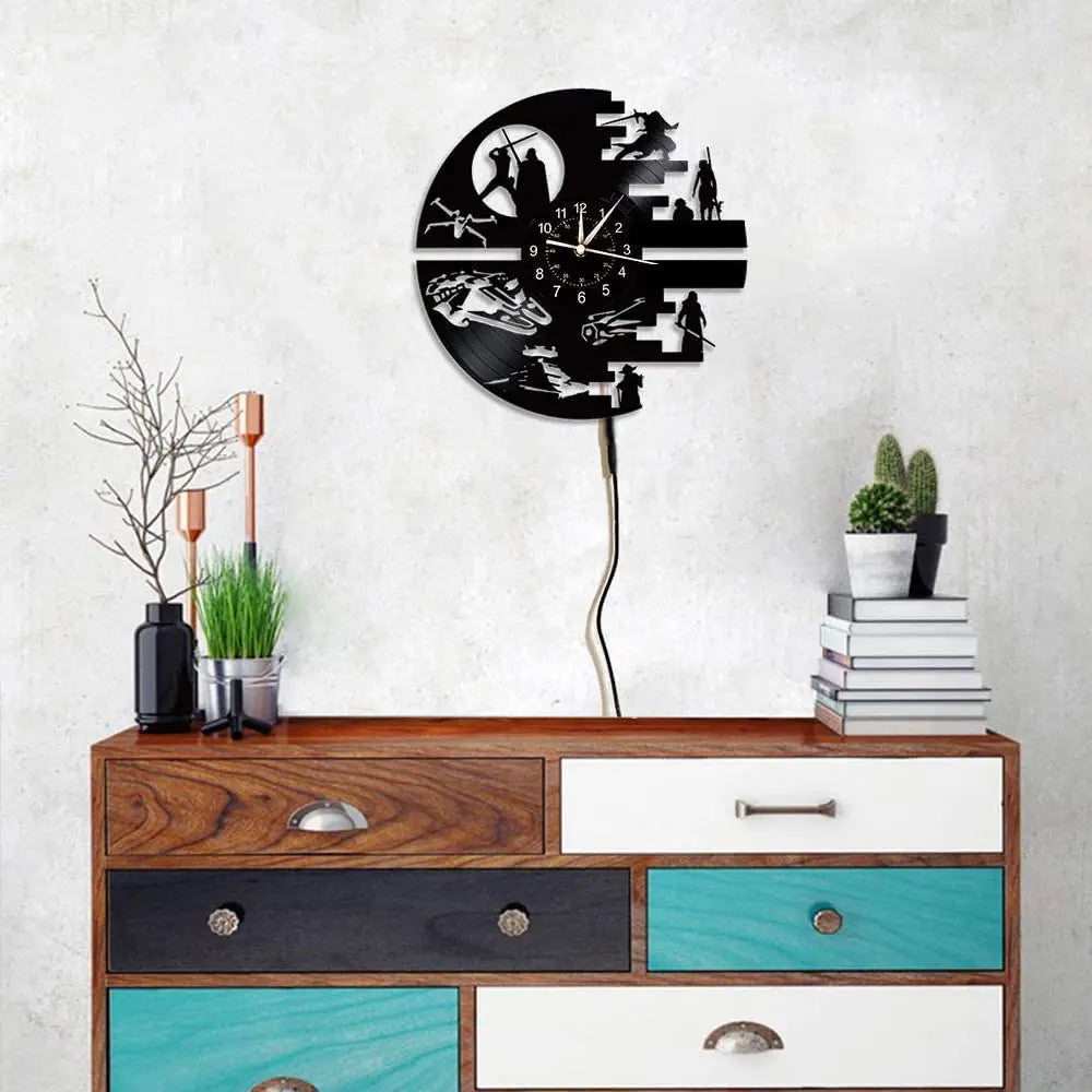 Horloge Murale LED Design Science-Fiction Vinyle 7 Couleurs
