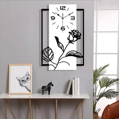Horloge Murale Design Art Moderne Motif Rose