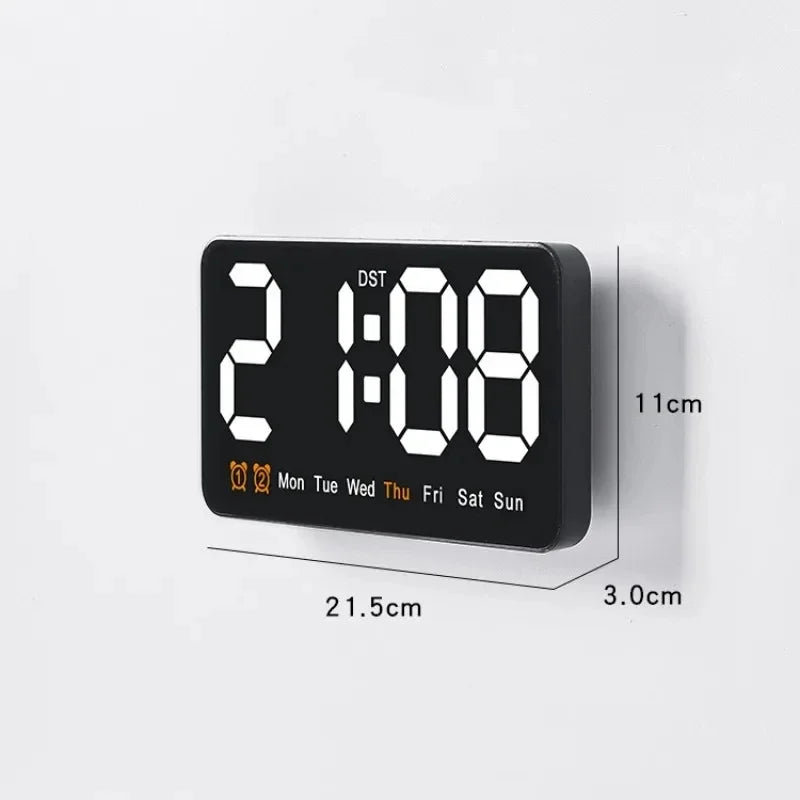 Horloge Murale Digitale LED Grande Taille avec Double Alarme
