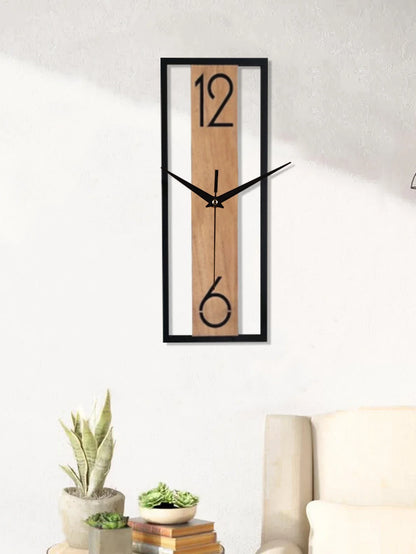 Horloge Murale Silencieuse Rectangle Grain de Bois