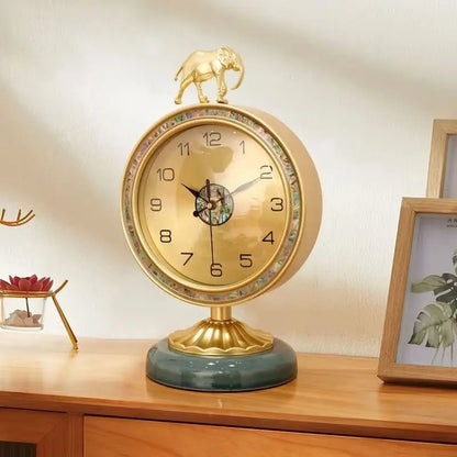 Horloge de Table Éléphant Doré Design Antique
