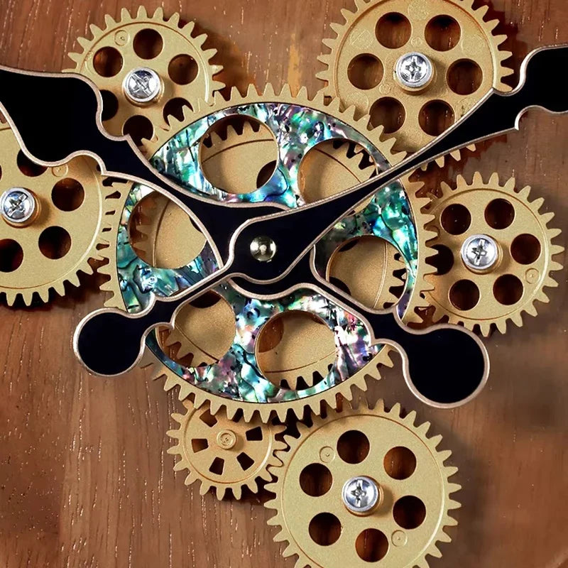 Horloge Murale en Bois de Luxe avec Engrenages