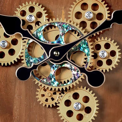 Horloge Murale en Bois de Luxe avec Engrenages