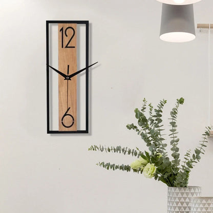 Horloge Murale Silencieuse Rectangle Grain de Bois