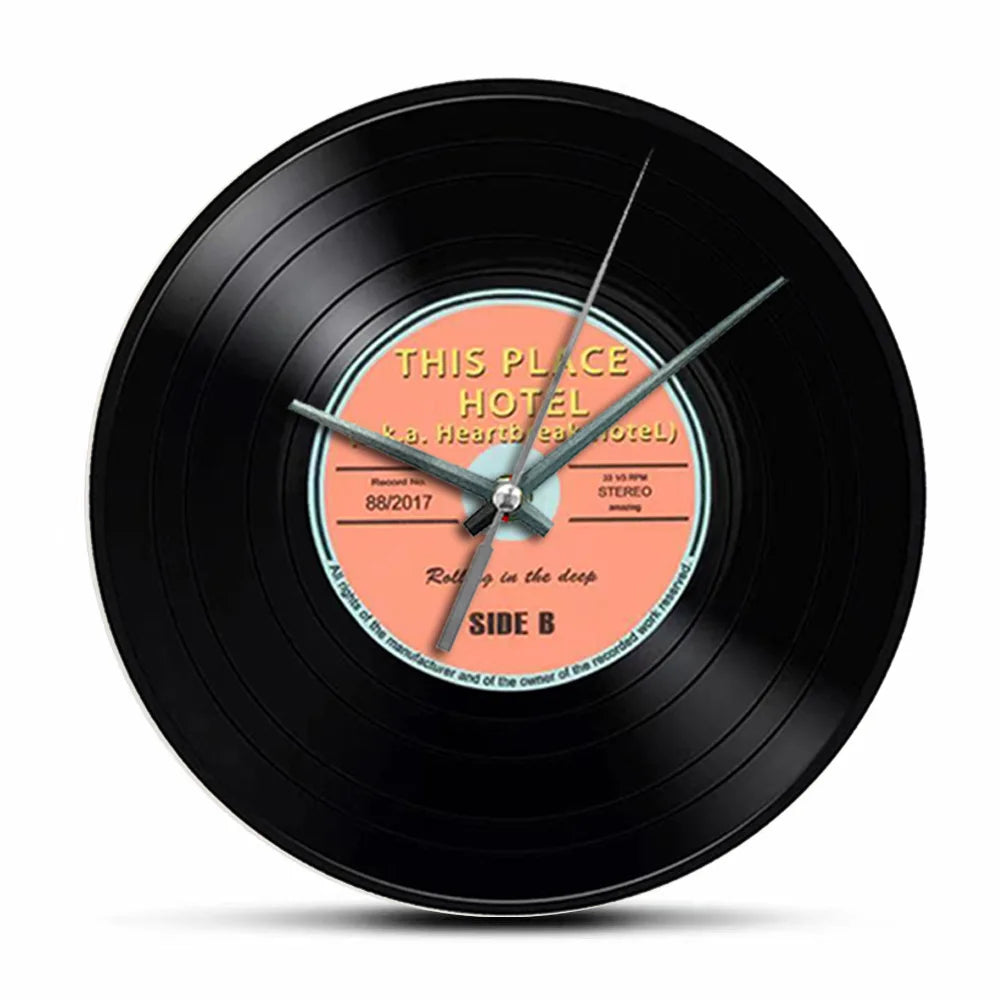 Horloge Murale Rétro Vinyle Noir