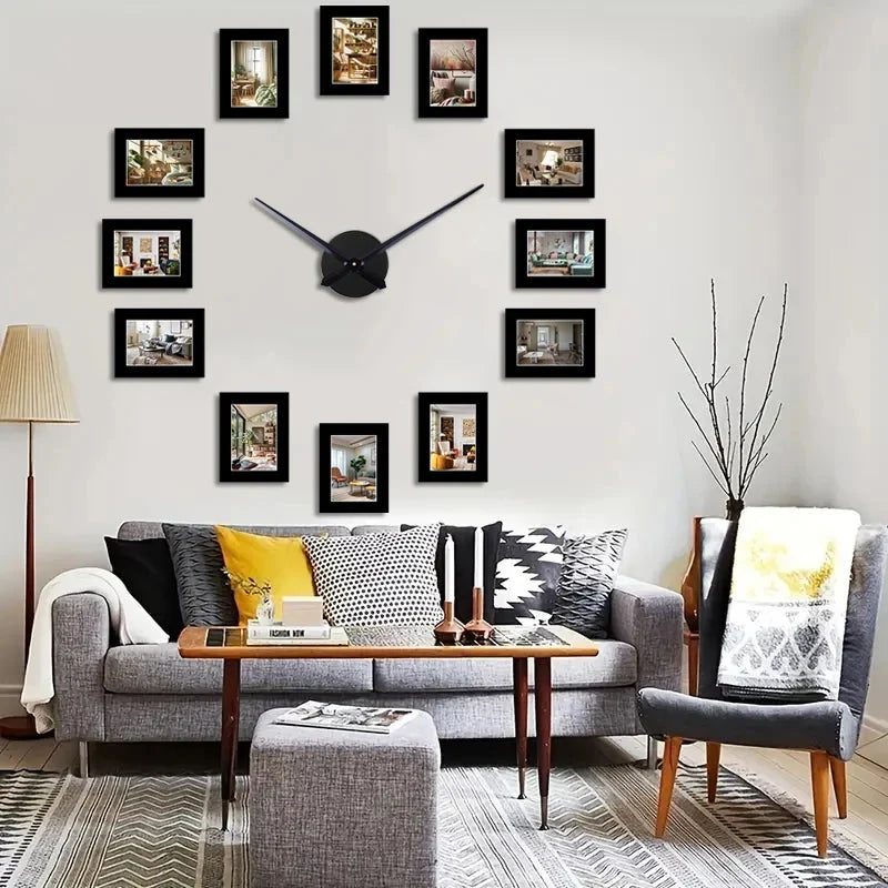 Horloge Murale Cadre Photo Noir DIY
