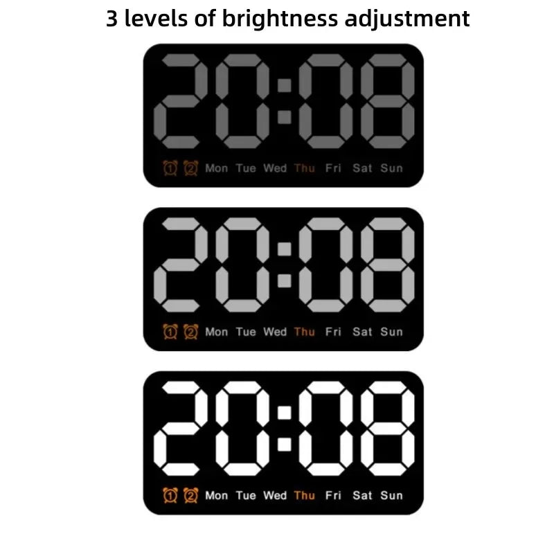 Horloge Murale Digitale LED Grande Taille avec Double Alarme