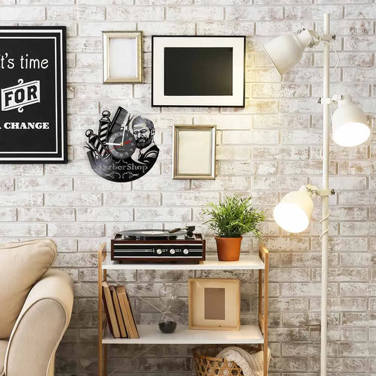 Horloge Vinyle Design Style Barber Shop
