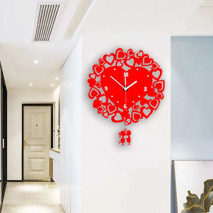 Horloge Murale Design Coeurs Noirs