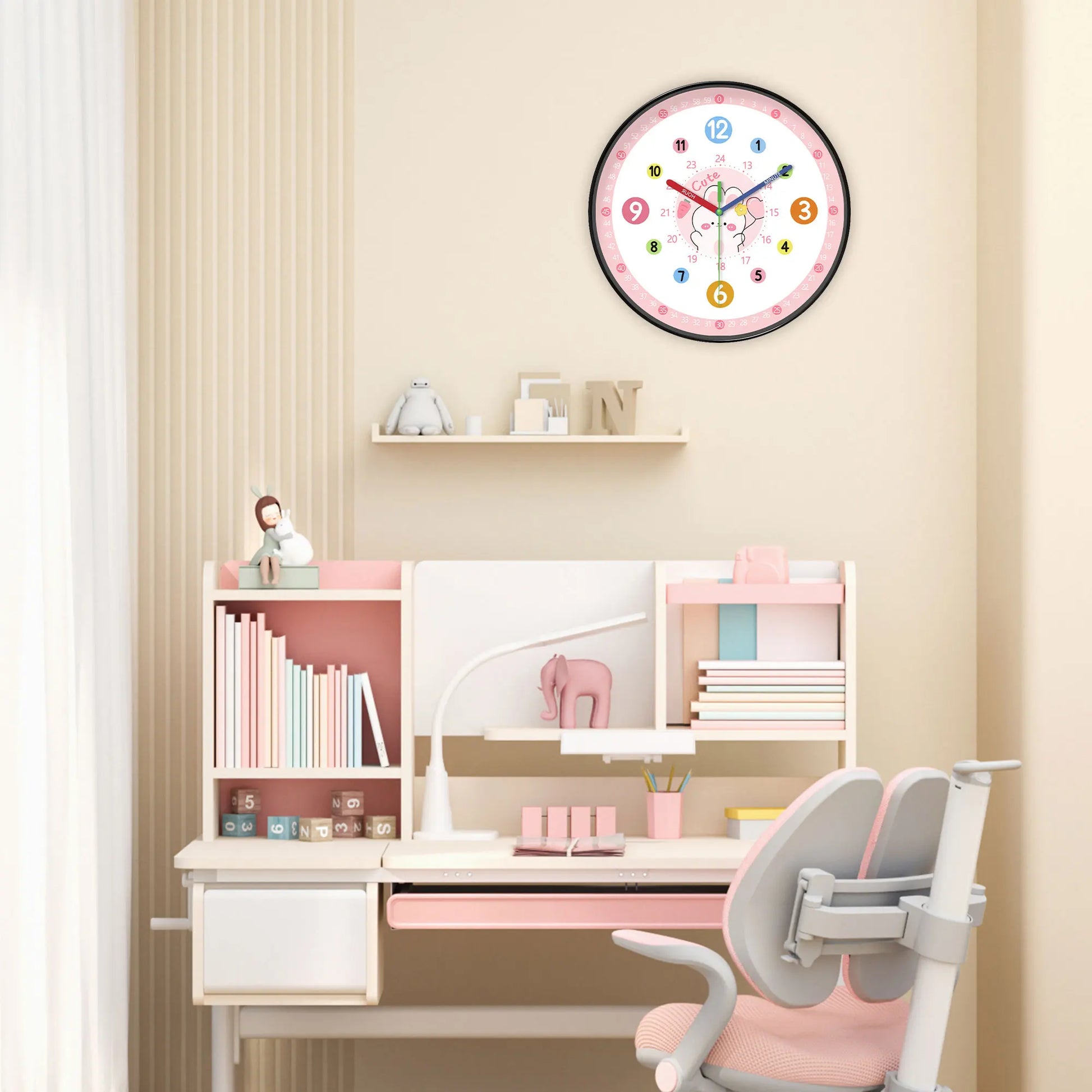 Horloge Enfant Lapin Rose