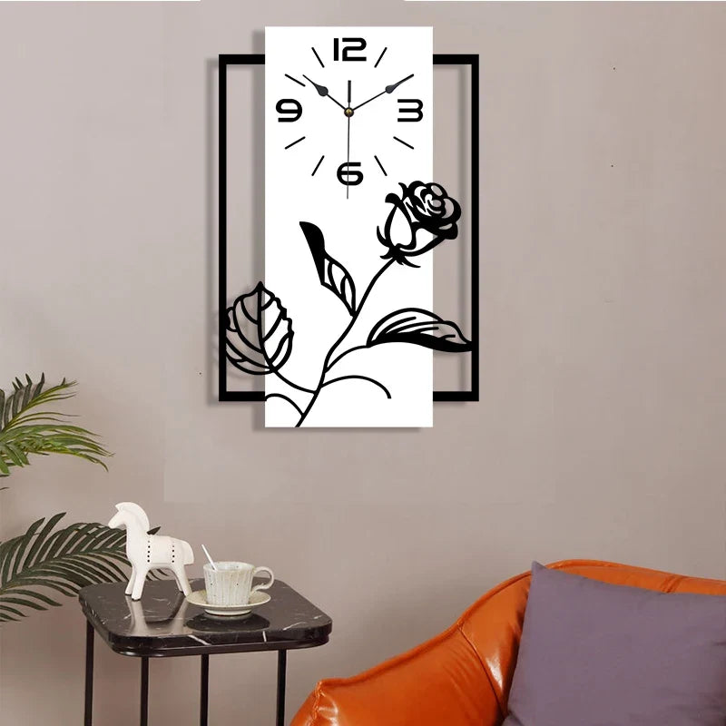 Horloge Murale Design Art Moderne Motif Rose