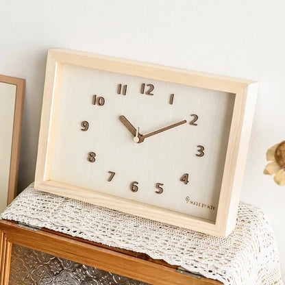 Horloge Murale Bois Rectangulaire Style Japonais