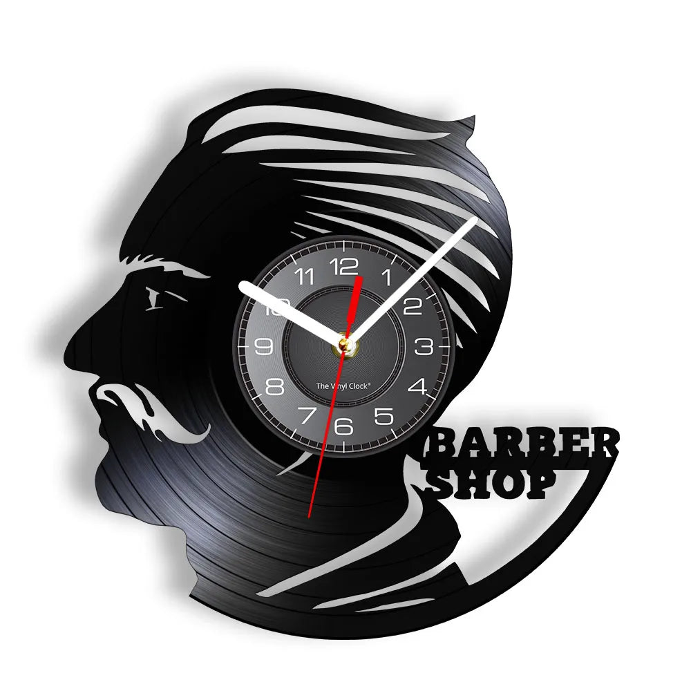 Horloge Vinyle Design Style Barber Shop