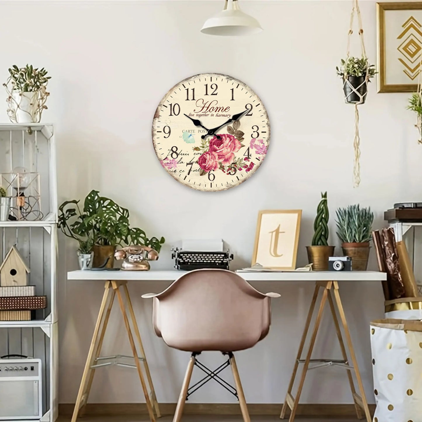 Horloge Murale Design Fleurs et Papillons