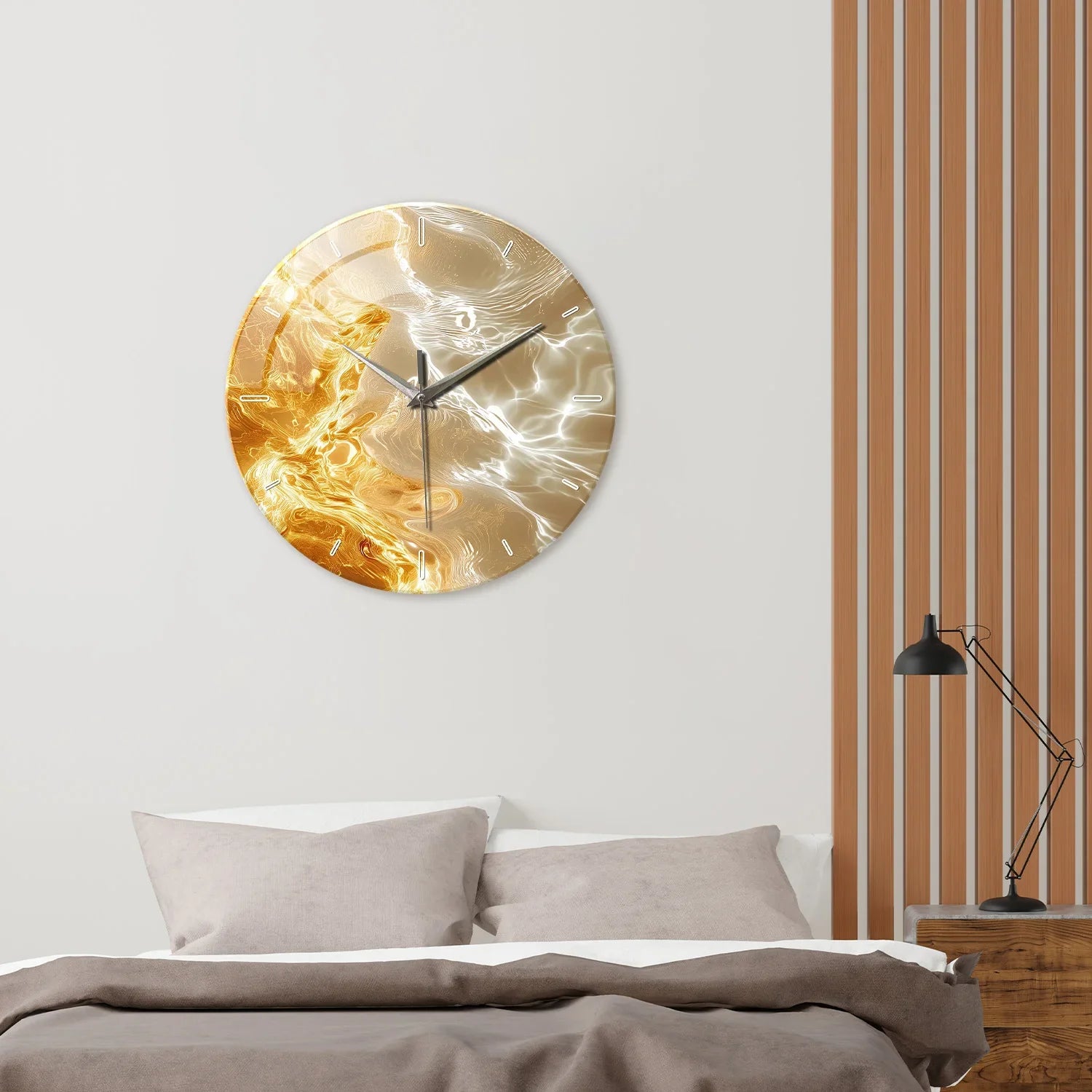 Horloge Murale Design Art Abstrait Verre Trempé