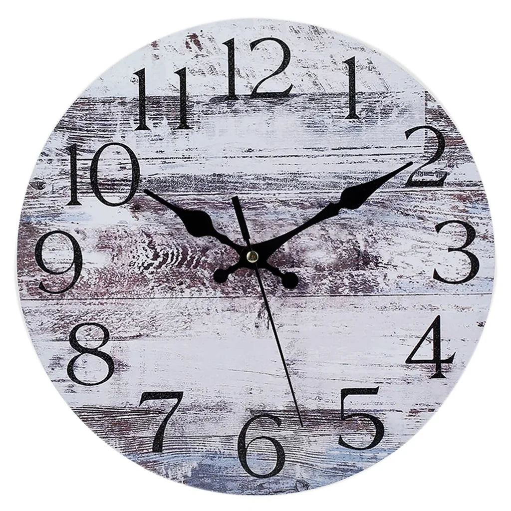 Horloge Murale Silencieuse Bois Ronde 25cm Style Rétro
