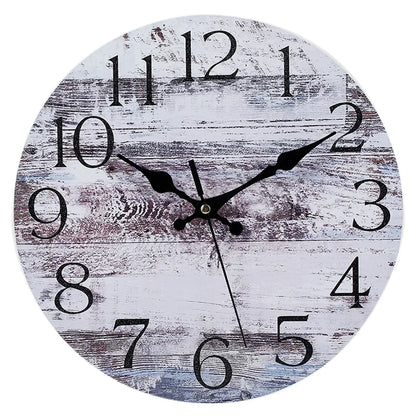 Horloge Murale Silencieuse Bois Ronde 25cm Style Rétro